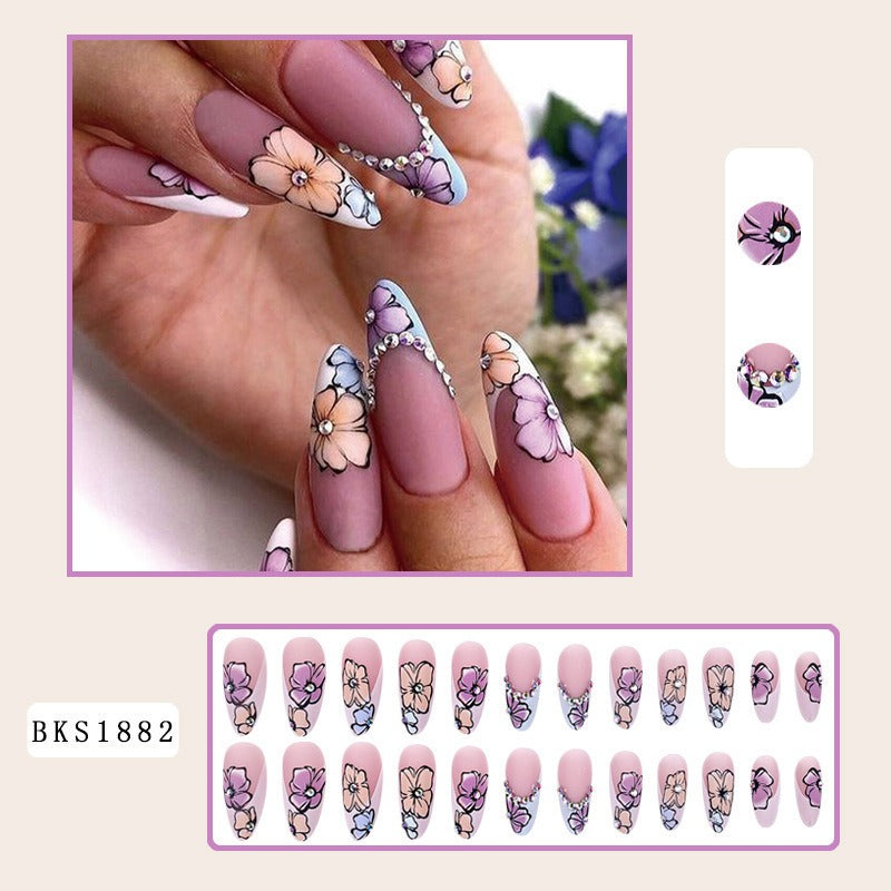 Nail Art - Mid Length Almond Nails (10 Sets/Multi Option)