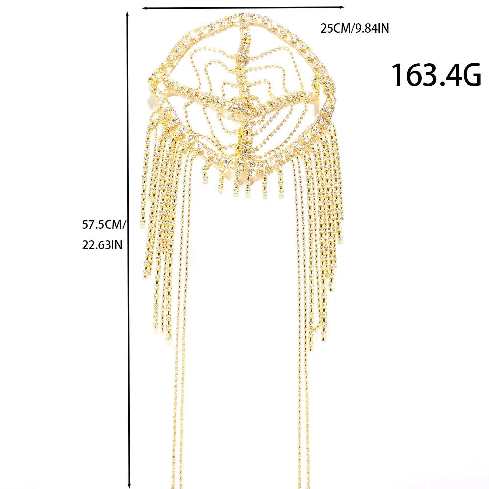 Goddess - Stage Tassel Hair Chain Rhinestone Headpiece
