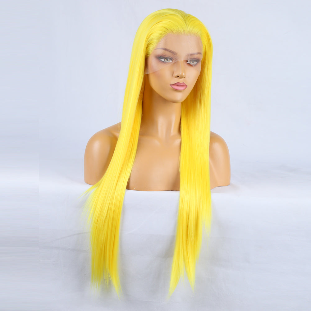 Yellow - Goddess Wig Natural Realistic Chemical Fiber Front Lace 16”-26”
