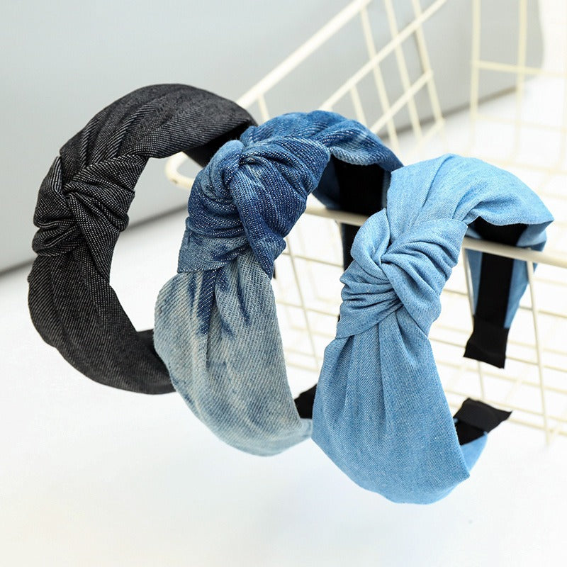 Jean - Denim Knotted Headband