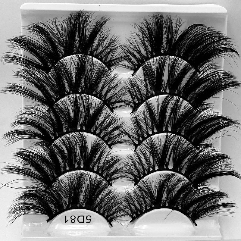 5D 25mm - 5 Pairs Mink Eyelashes Multi-Layer Lengthening Thick Thickened False Eyelashes