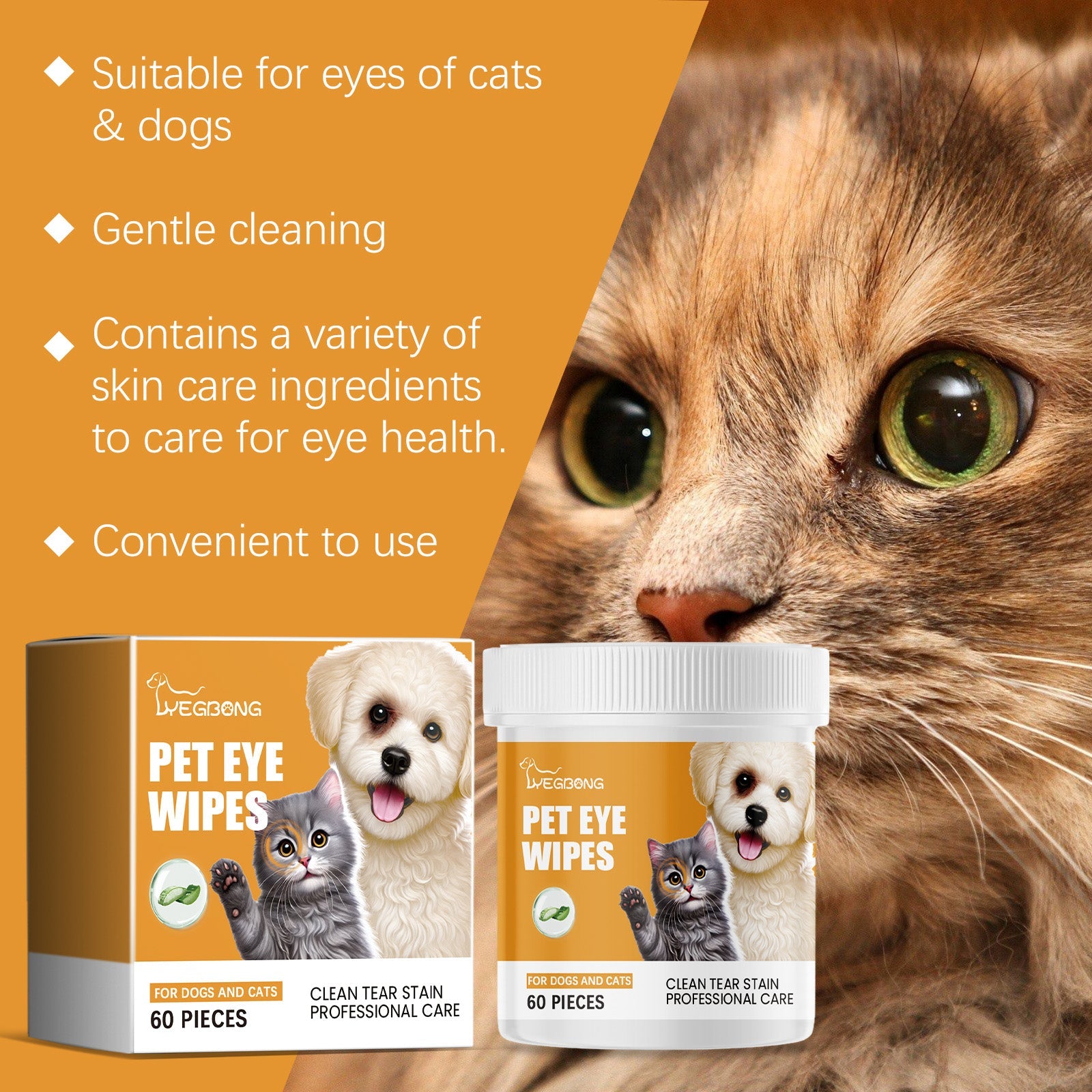Yegbong - Pet Eye Wipes For Cats and Dogs