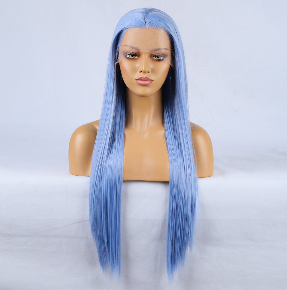 Ice Blue - Goddess Wig Natural Realistic Chemical Fiber Front Lace 16”-26”