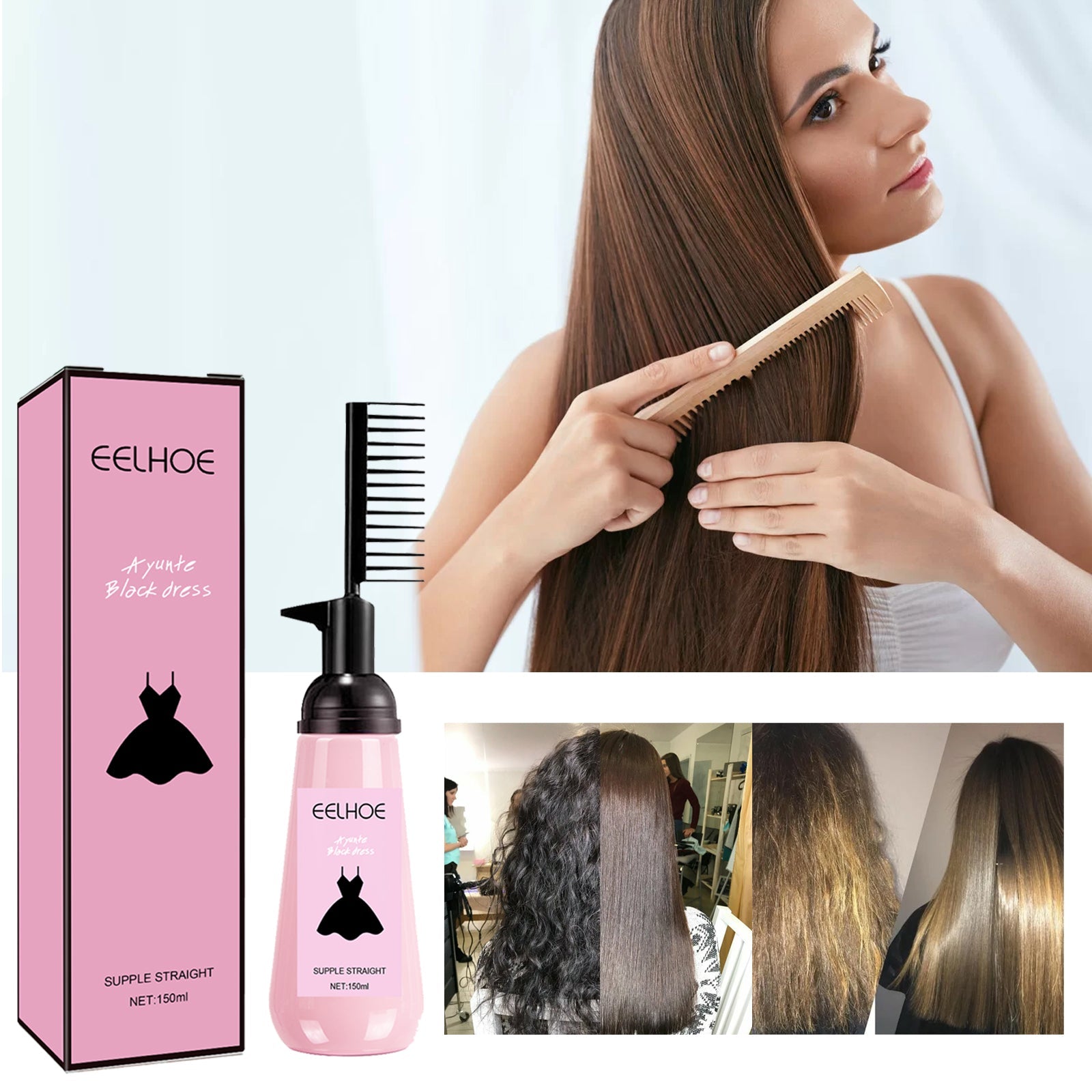 Eelhoe - Hair Straightening Cream Comb Bottle