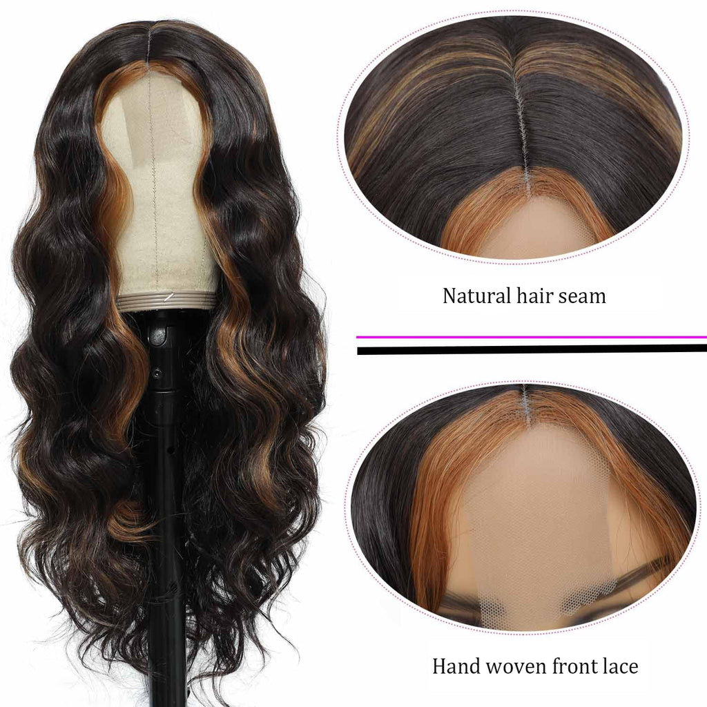 Multi Colored - Small Center Split Large Wavy Long Curly Front Lace Wigs