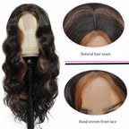 Multi Colored - Small Center Split Large Wavy Long Curly Front Lace Wigs