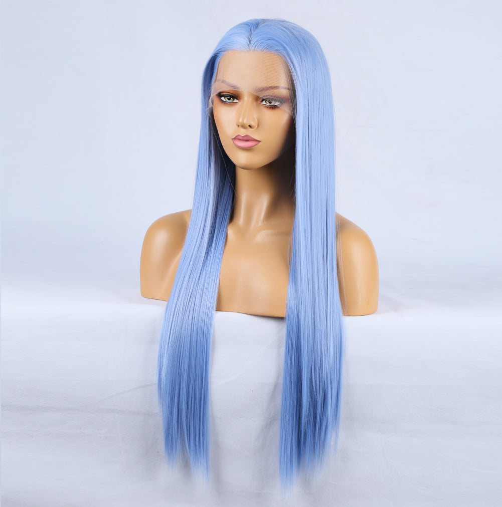 Ice Blue - Goddess Wig Natural Realistic Chemical Fiber Front Lace 16”-26”