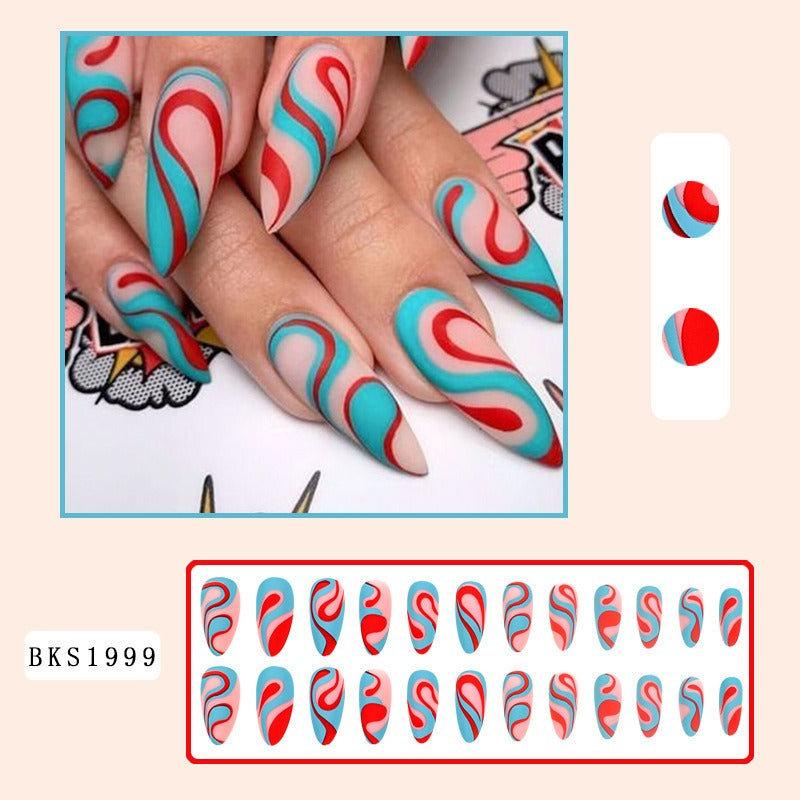 Nail Art - Mid Length Almond Nails (10 Sets/Multi Option)