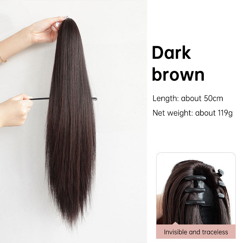 Multi Colored Options - Grab Clip On Ponytail Straight Synthetic