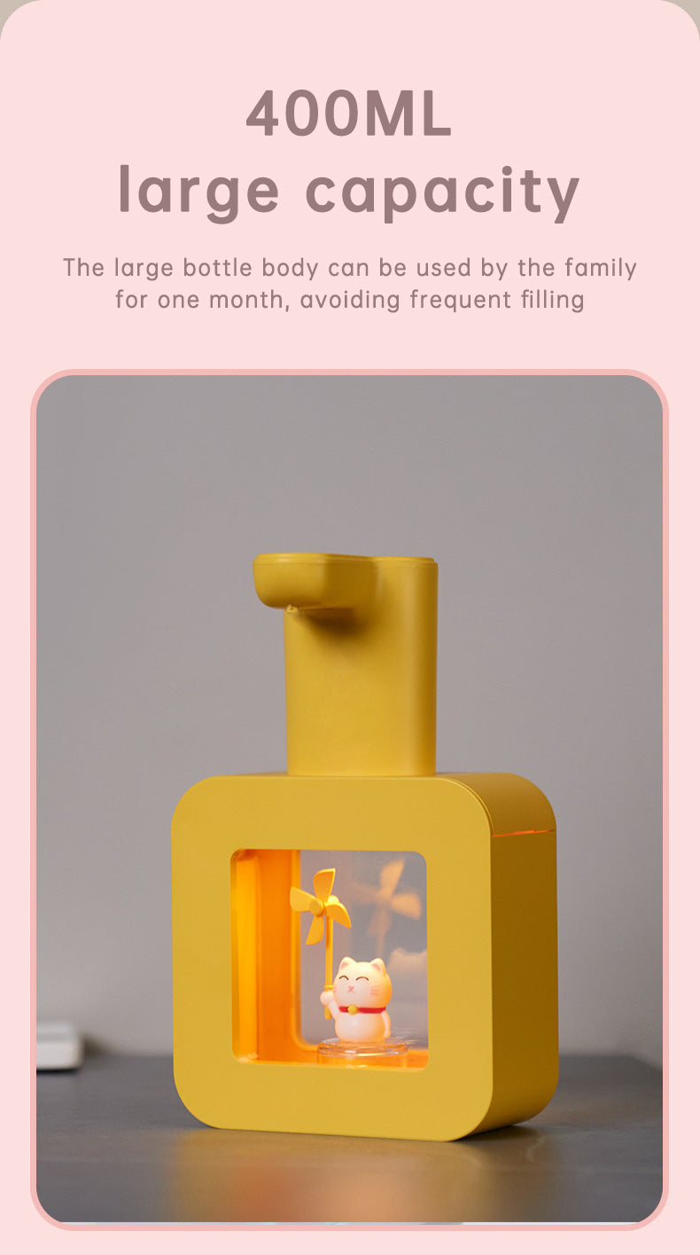 Cute Cat Rechargeable Touchless Automatic Soap Dispenser 400ml with Night Light