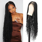 Triangle Knotless Braided Wigs 36Inch Bohemian Braided Lace Front Wig Synthetic