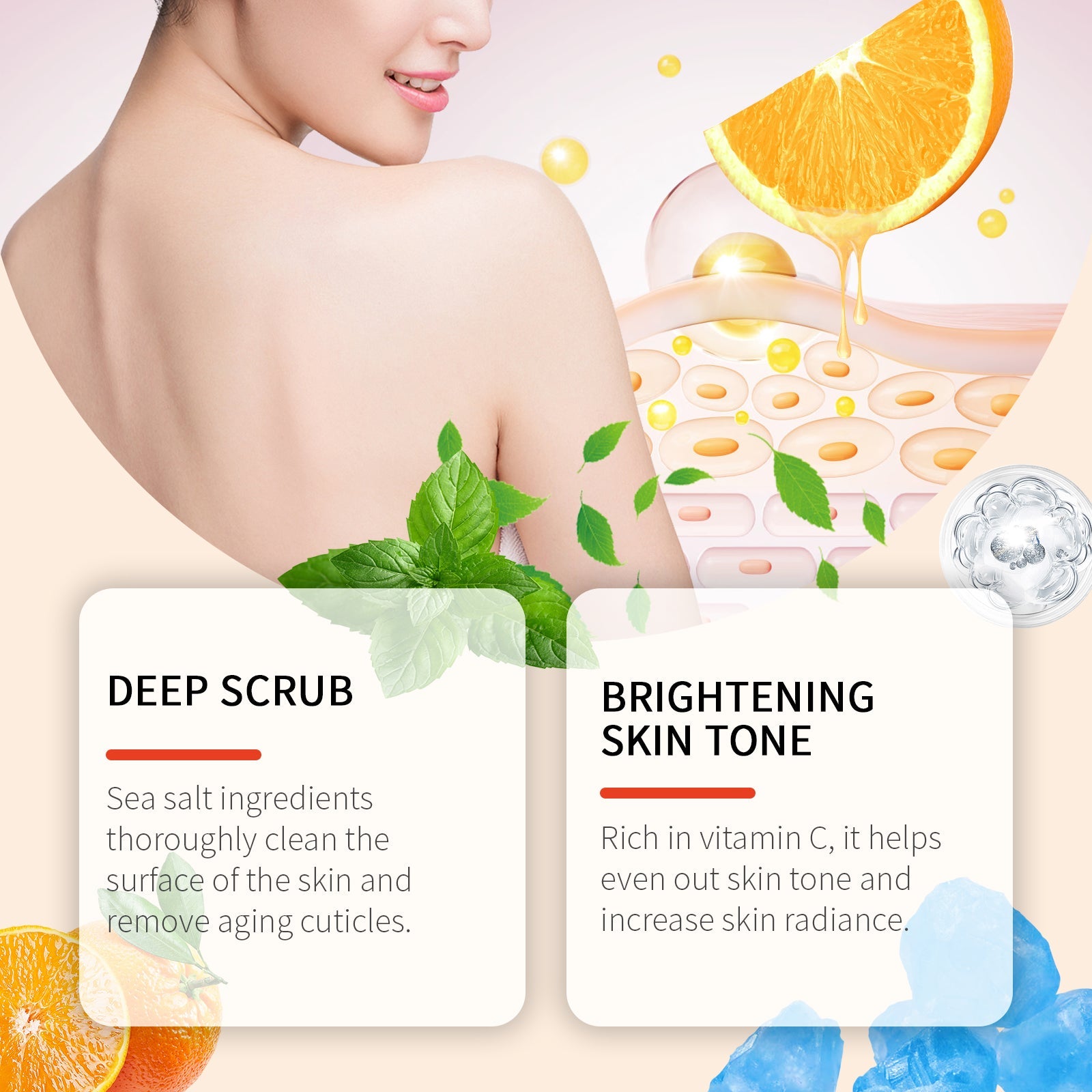 OceAura - Body Clear Scrub with Vitamin C, Collagen & Mint