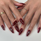 Bow Long Almond Nails - Black JP3025/Red JP3133