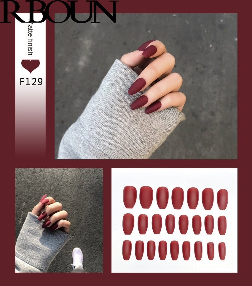 Artificial Coffin Press On Nails Long with Glue