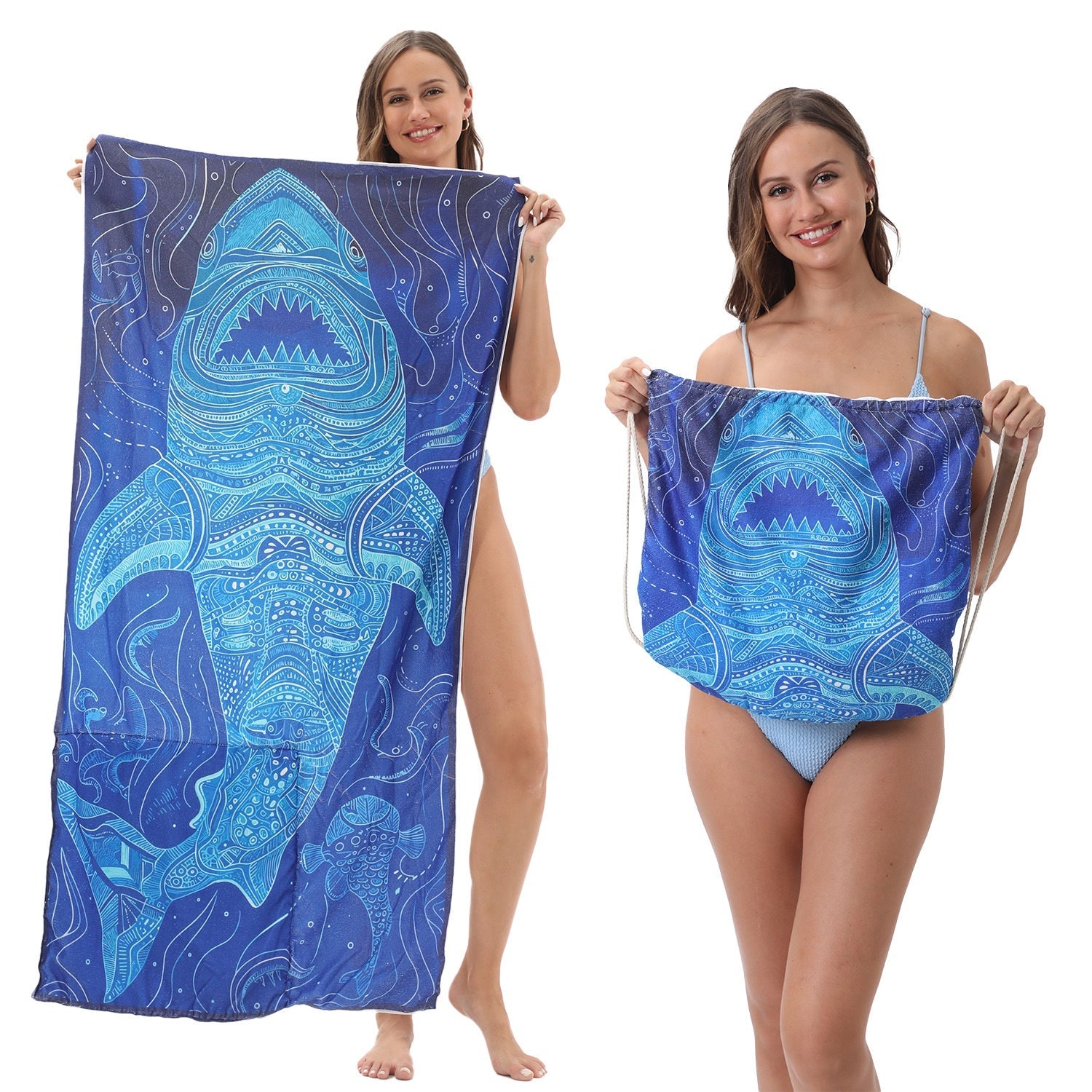 Two-in-One Beach Towel Bag - Printed Bath Towel All-In-One Beach Towel & Storage Bag