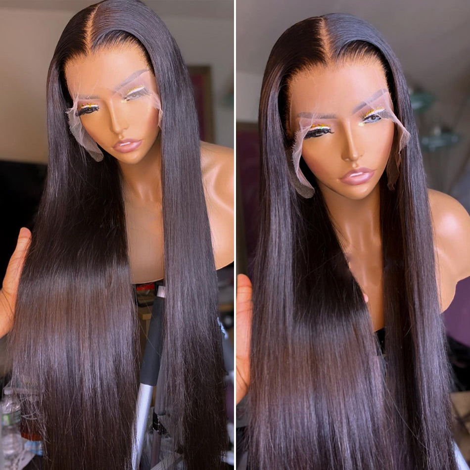 Black - Natural Transition Chemical Fiber Front Lace Long Straight Hair 14” - 26”
