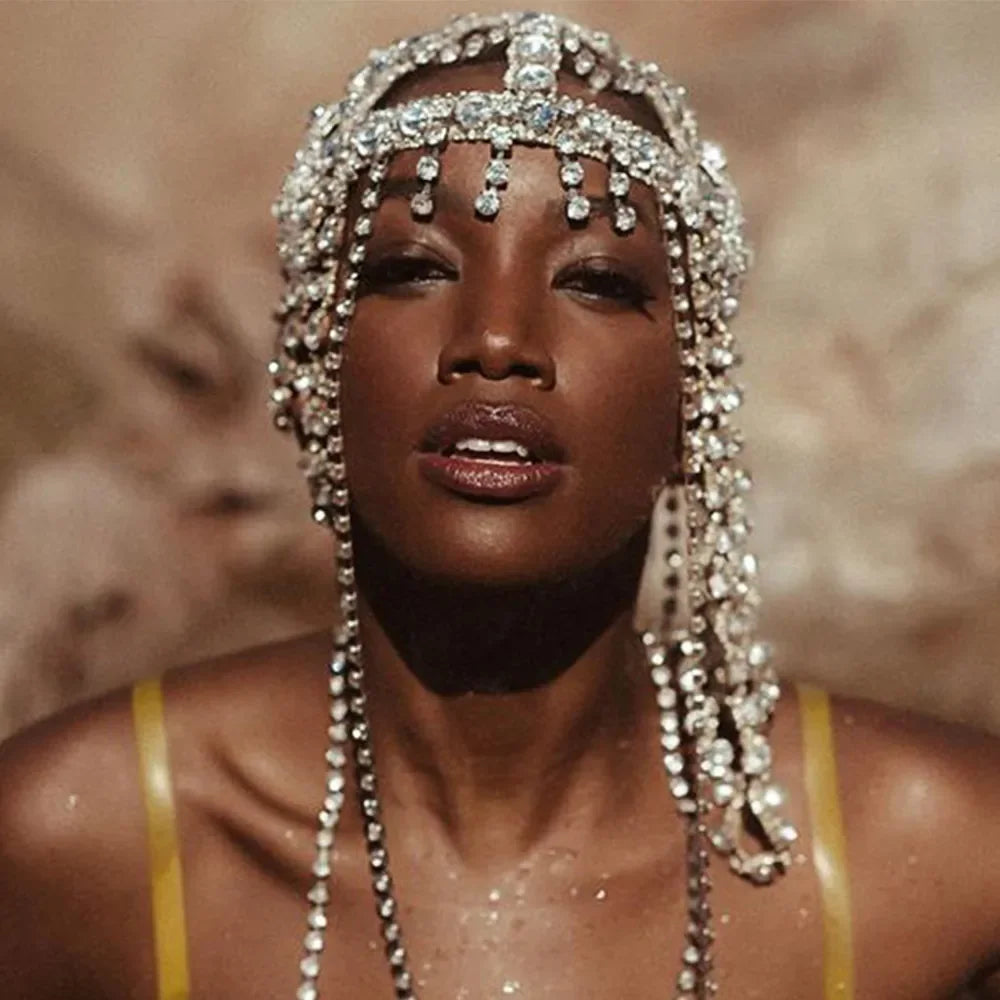 Goddess - Stage Tassel Hair Chain Rhinestone Headpiece