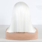 White - Synthetic Hair Lace Part with Baby Hair Straight Short Bob Lace Wig 8” - 16”