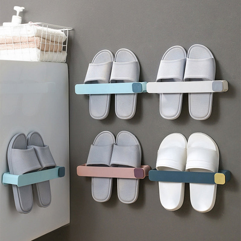 Punch-Free Bathroom Shoe Rack - Bathroom Slippers Rack Wall Storage Rack