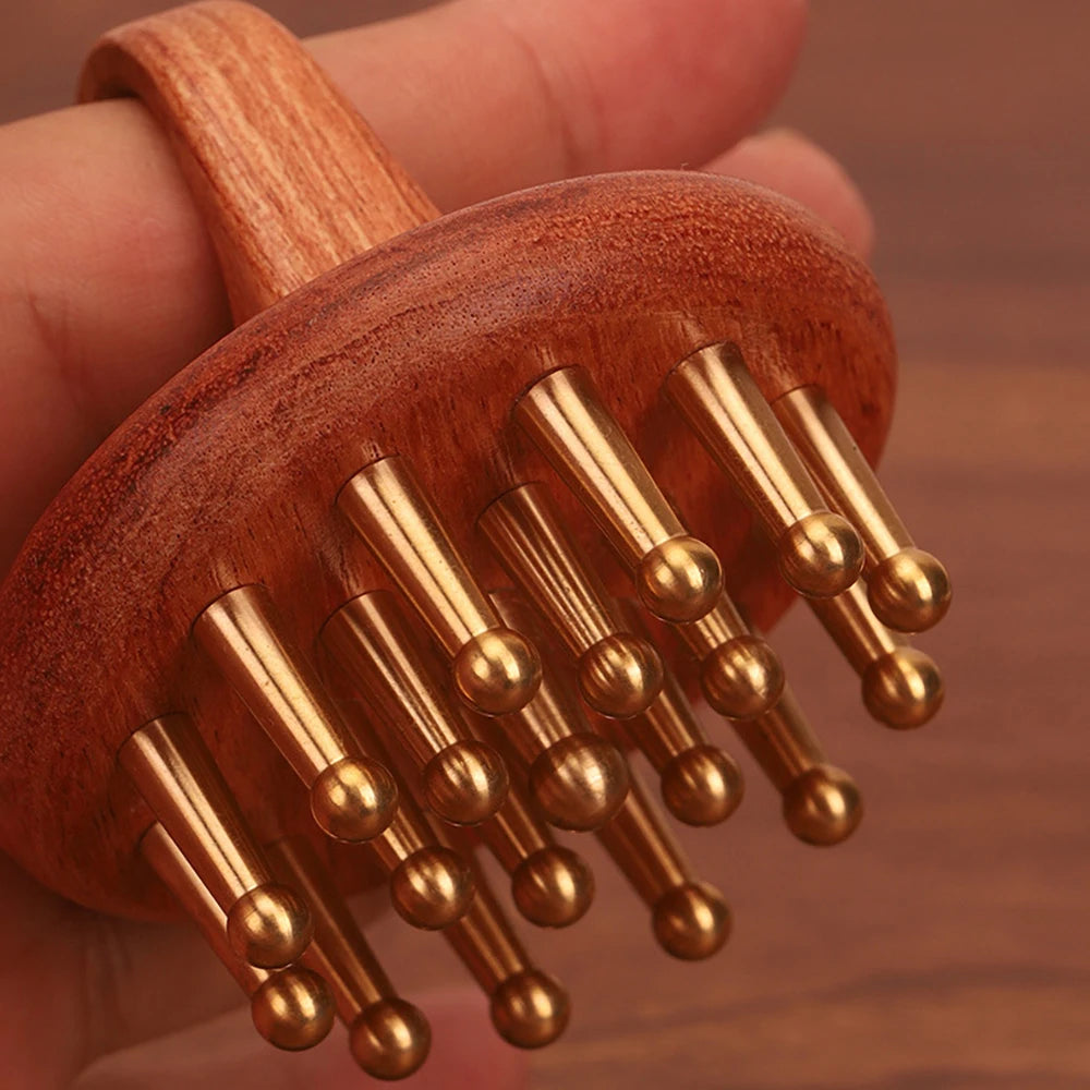 Copper WoodHead Meridian Massage Comb - Gua Sha Massage Tool
