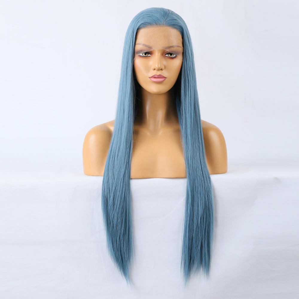Sky Blue - Goddess Wig Natural Realistic Chemical Fiber Front Lace 22”-26”