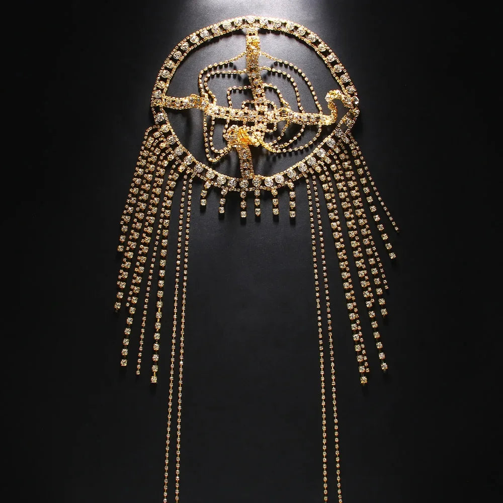 Goddess - Stage Tassel Hair Chain Rhinestone Headpiece