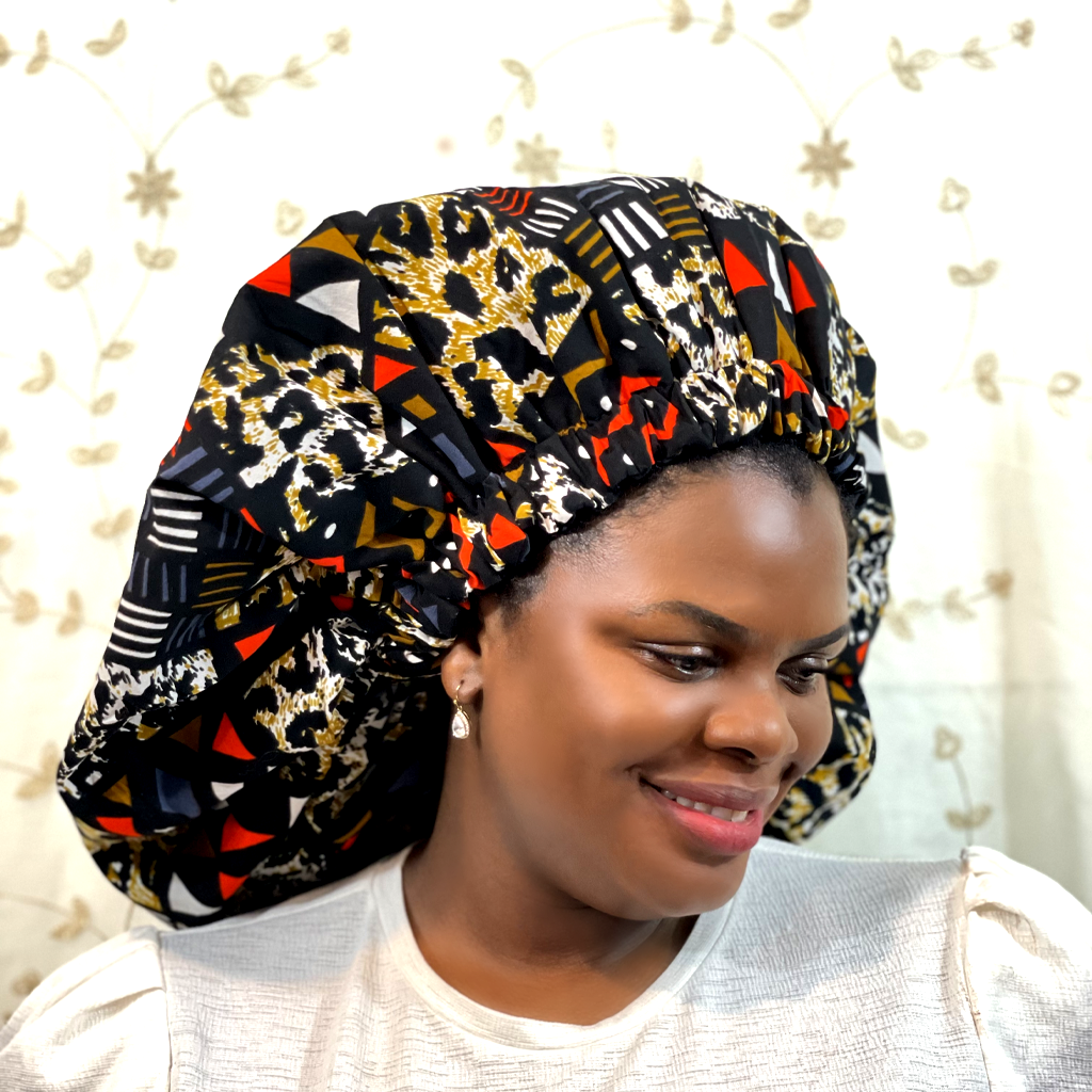 Duma Mbilli - 2XL Kente Silk Lined African Print Bonnet