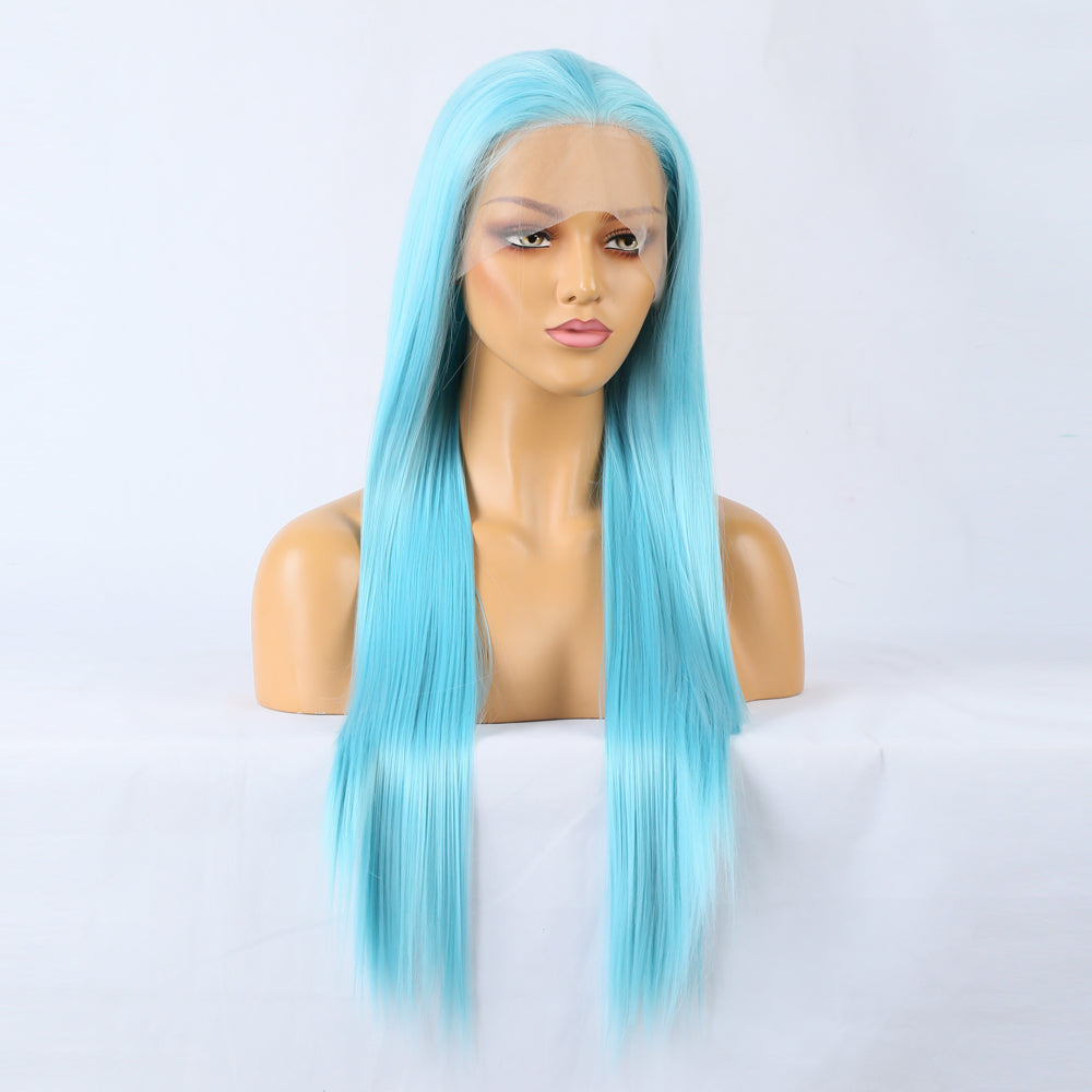 Neon Blue - Goddess Wig Natural Realistic Chemical Fiber Front Lace 22”-26”