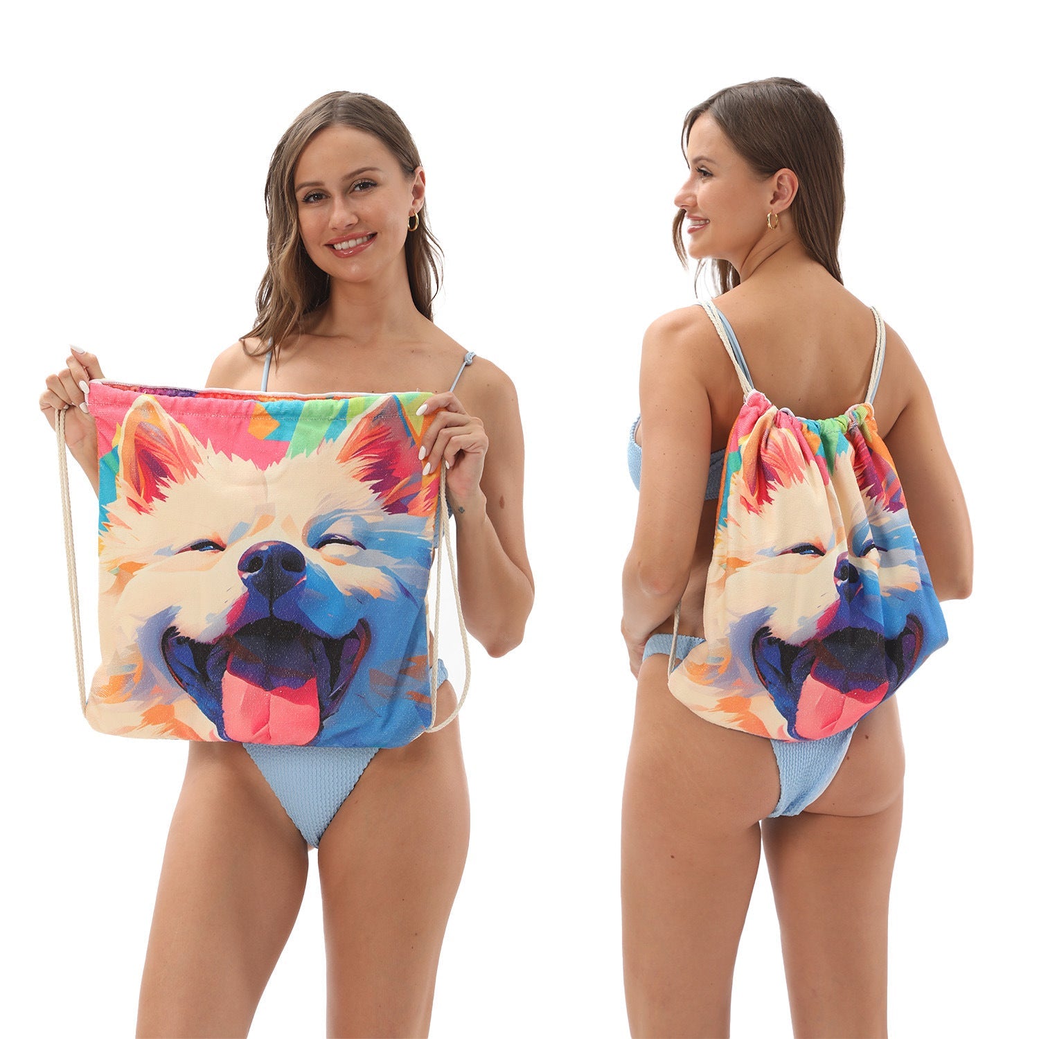 Two-in-One Beach Towel Bag - Printed Bath Towel All-In-One Beach Towel & Storage Bag