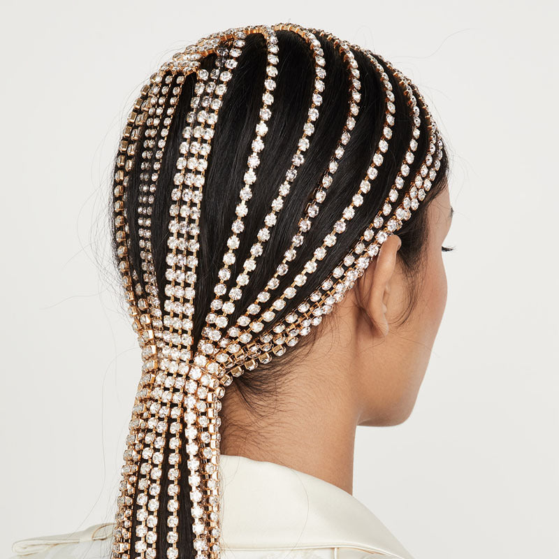 Embrace - Long Rhinestone Tassel Headpiece