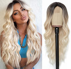 Black/Blonde Ombré - Synthetic Chemical Fiber Long Curly Front Lace Wig Headband