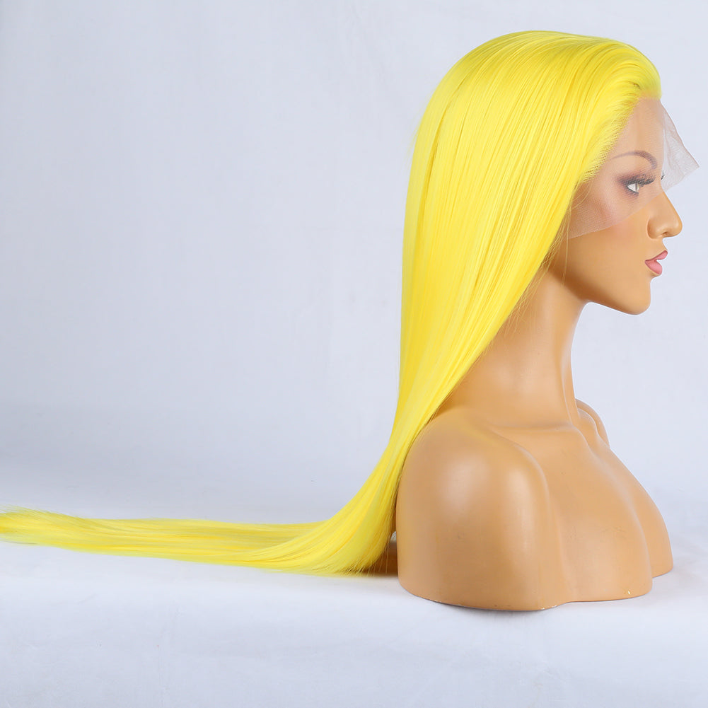 Yellow - Goddess Wig Natural Realistic Chemical Fiber Front Lace 16”-26”
