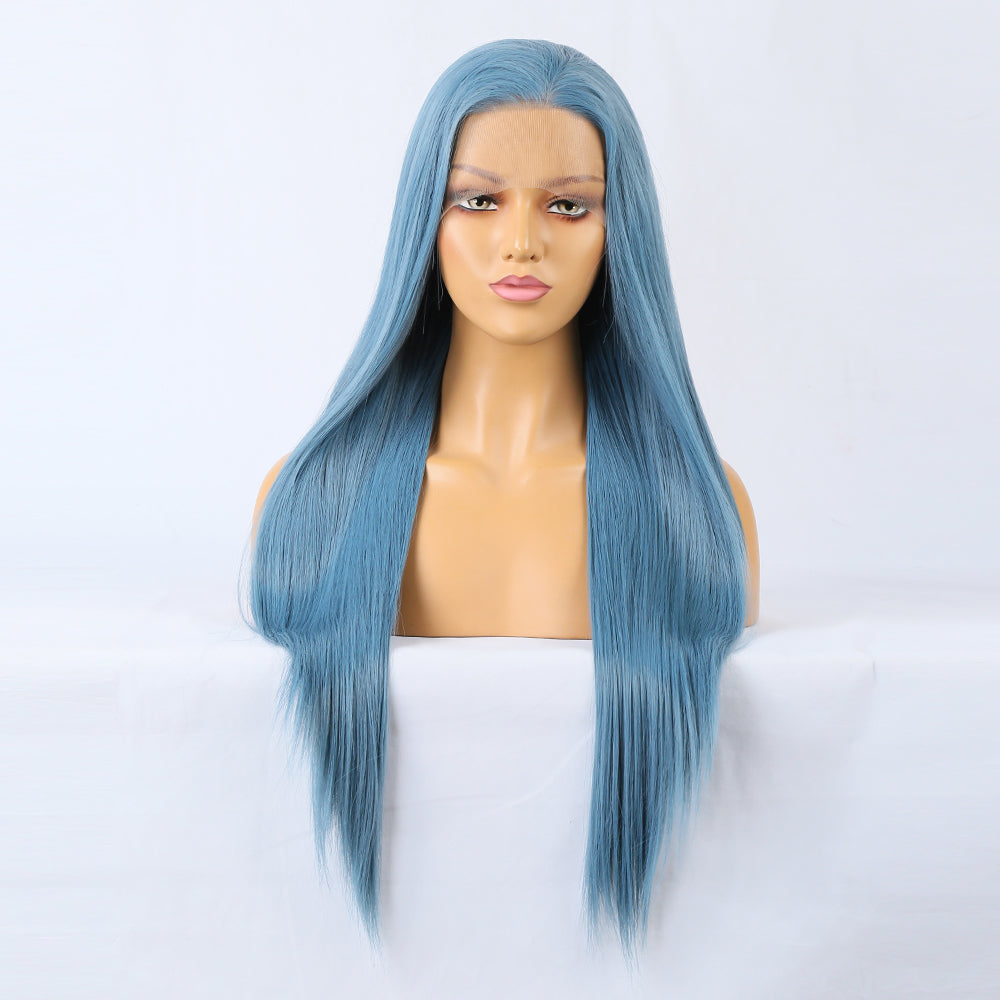 Sky Blue - Goddess Wig Natural Realistic Chemical Fiber Front Lace 22”-26”