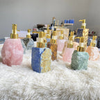 1 PCS Natural Pink Crystal Stone Press Bottle Dispenser 30ml Bathroom Accessory