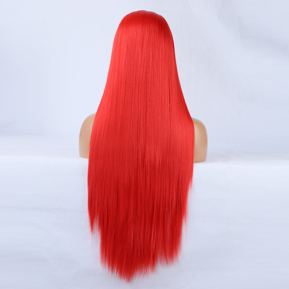 Flame Red - Goddess Wig Natural Realistic Chemical Fiber Front Lace 22”-26”