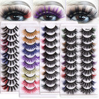 10 Pairs Of Color Mink Hair Thick Cross False Eyelashes 8D FLUFFY