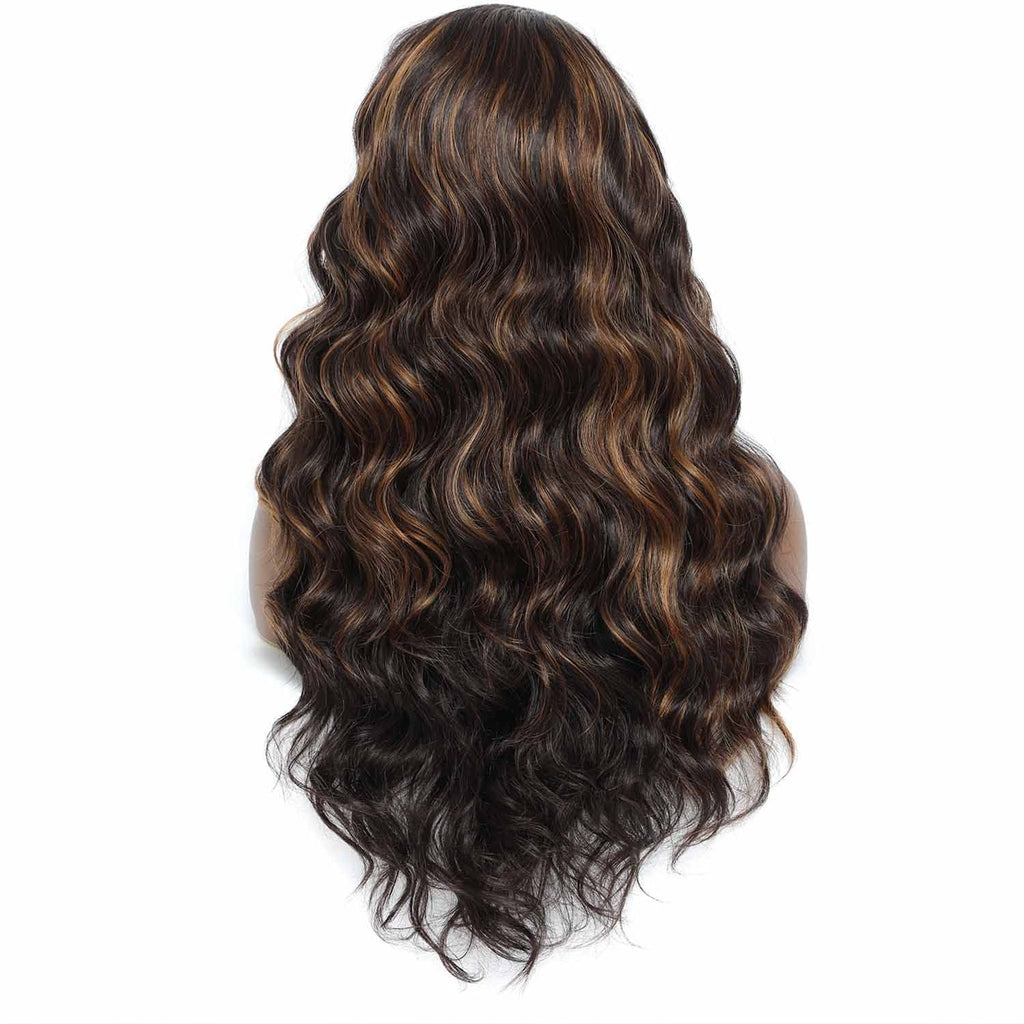 Multi Colored - Small Center Split Large Wavy Long Curly Front Lace Wigs