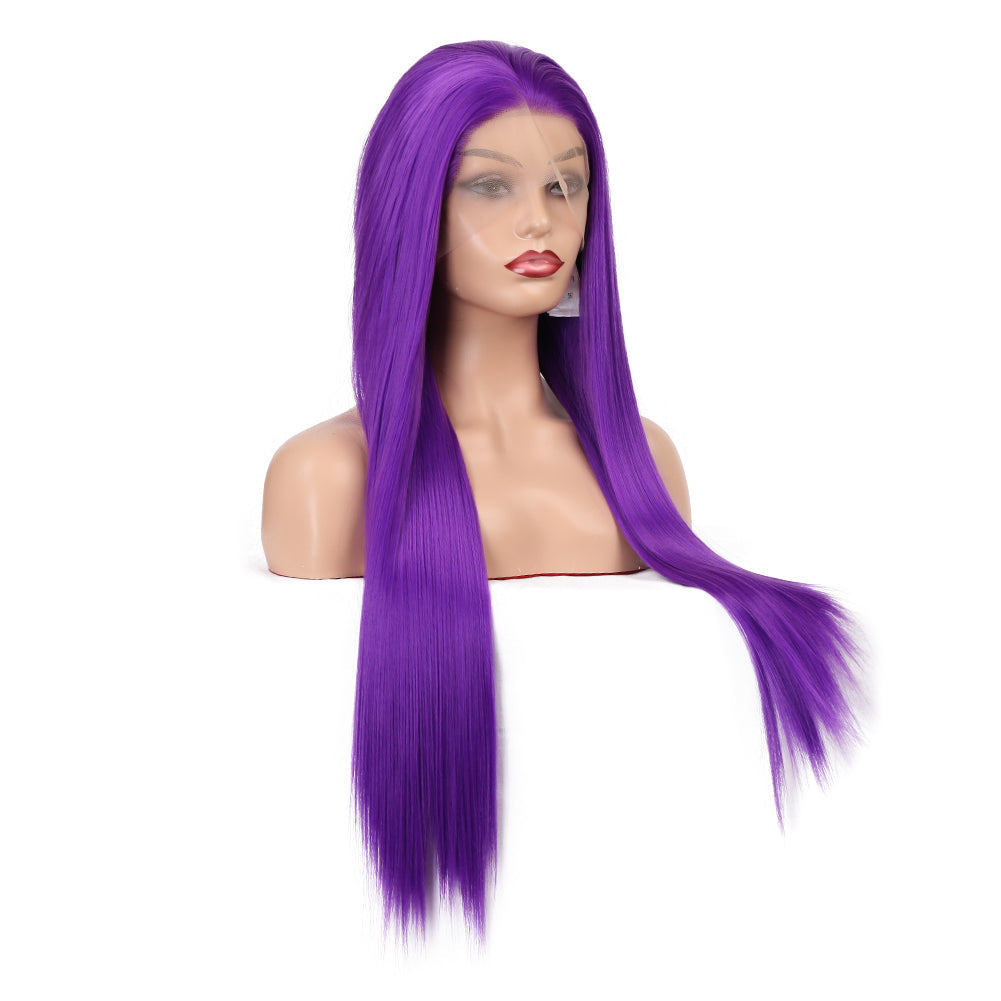Purple - Goddess Wig Natural Realistic Chemical Fiber Front Lace 14”-26”