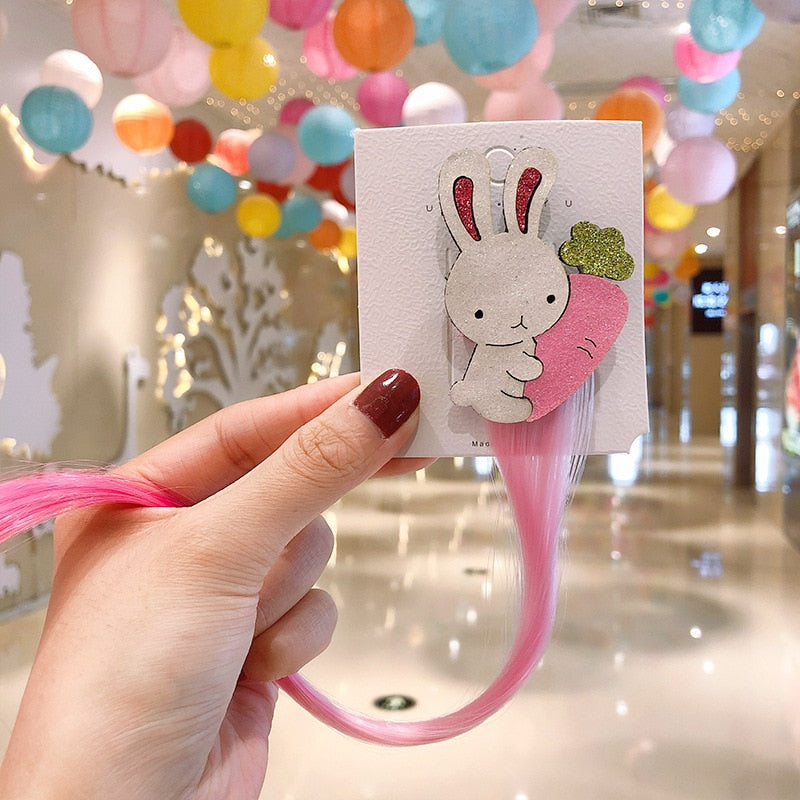 Cartoon Extensions - Girls Colorful Hairclip Rainbow