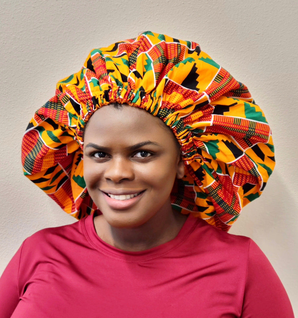 Duma Mbilli - XL Silk Lined African Print Bonnet