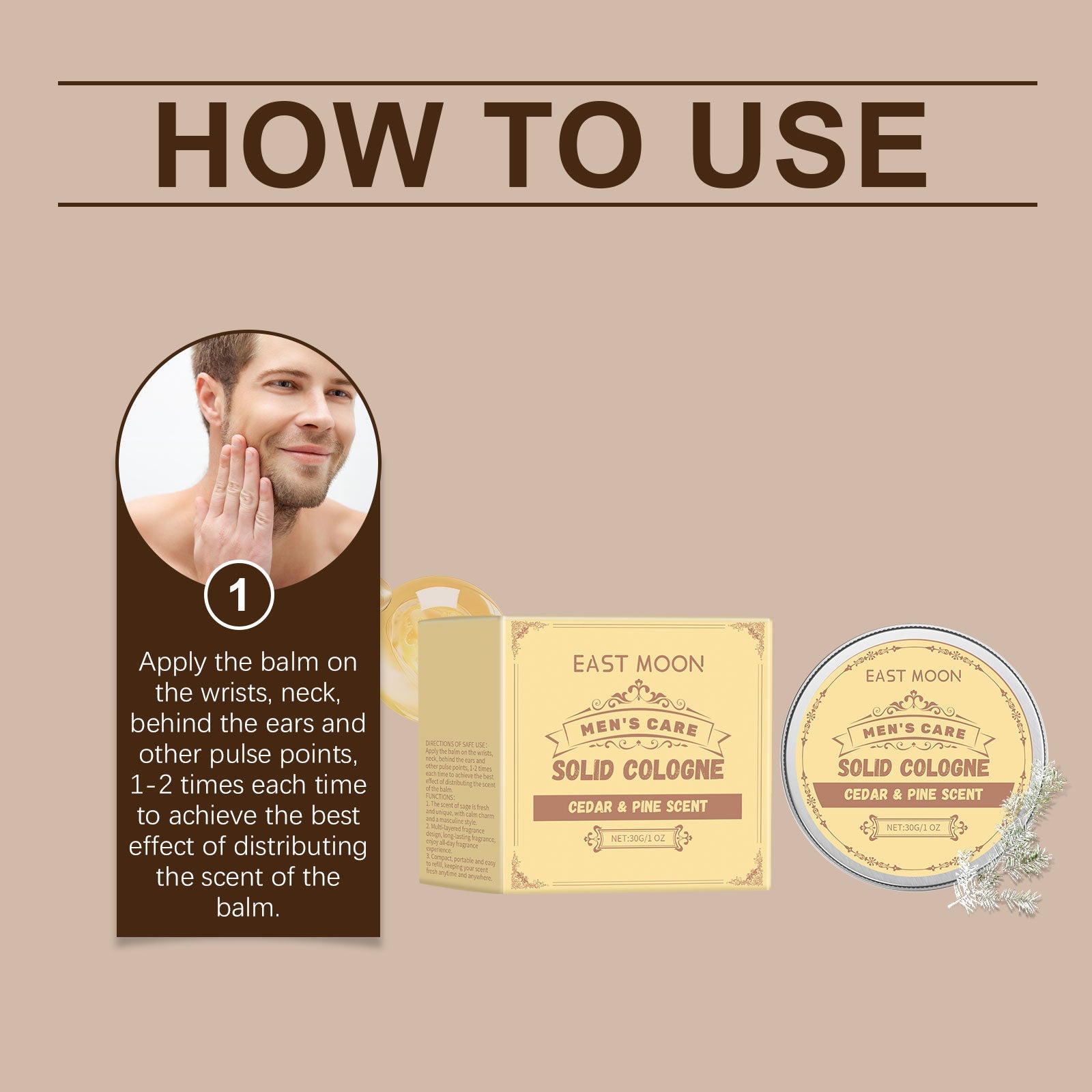 East Moon - Cedar Wood Men's Solid Cologne Balm