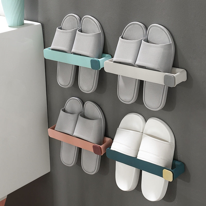 Punch-Free Bathroom Shoe Rack - Bathroom Slippers Rack Wall Storage Rack