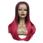 Brown/Red Ombré - Long Curls and Synthetic Fiber Front Lace Wigs
