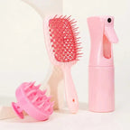 Hollow Comb, Spray Bottle (200ml), Silicone Scalp Massage Brush Set