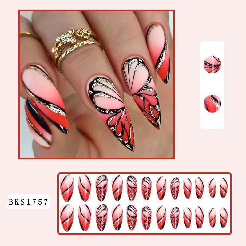 Nail Art - Mid Length Almond Nails (10 Sets/Multi Option)