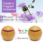 Natural Wood - Ultrasonic 7 Color LED Humidifier & Aromatherapy Diffuser