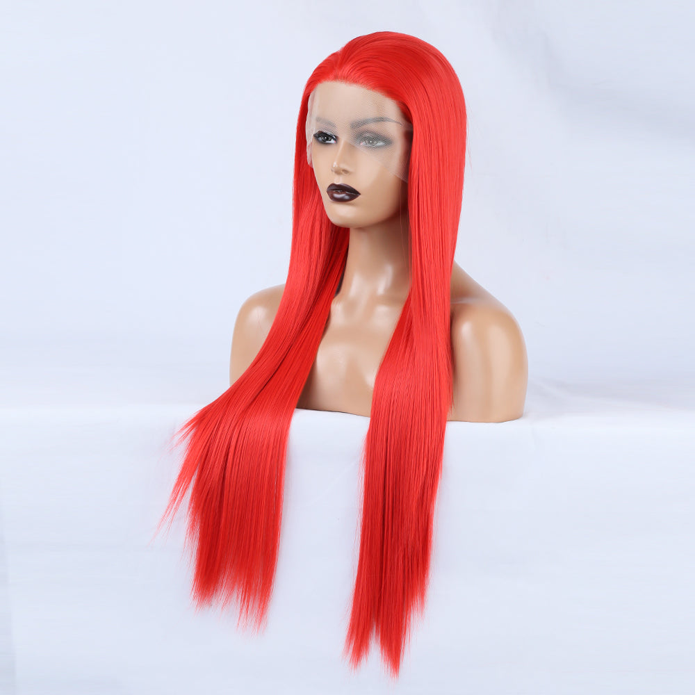 Flame Red - Goddess Wig Natural Realistic Chemical Fiber Front Lace 22”-26”