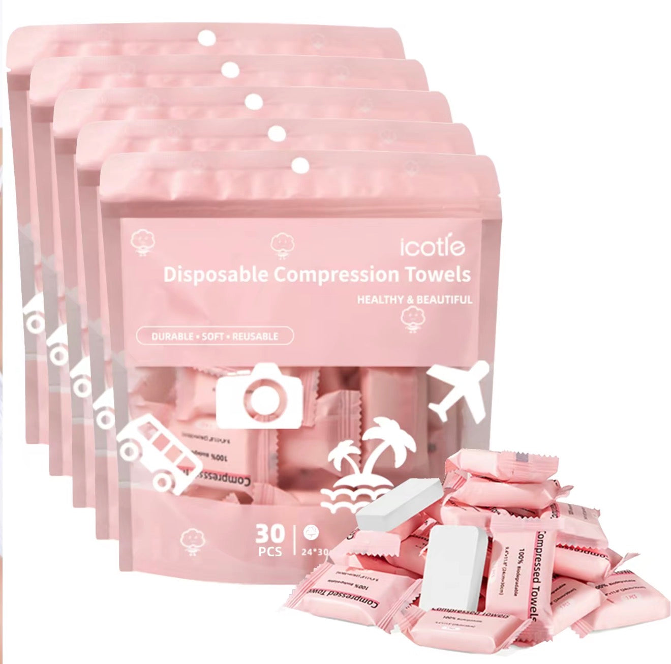 QuickClean - Compressed Towels 100% Biodegradable Make Up Wipes