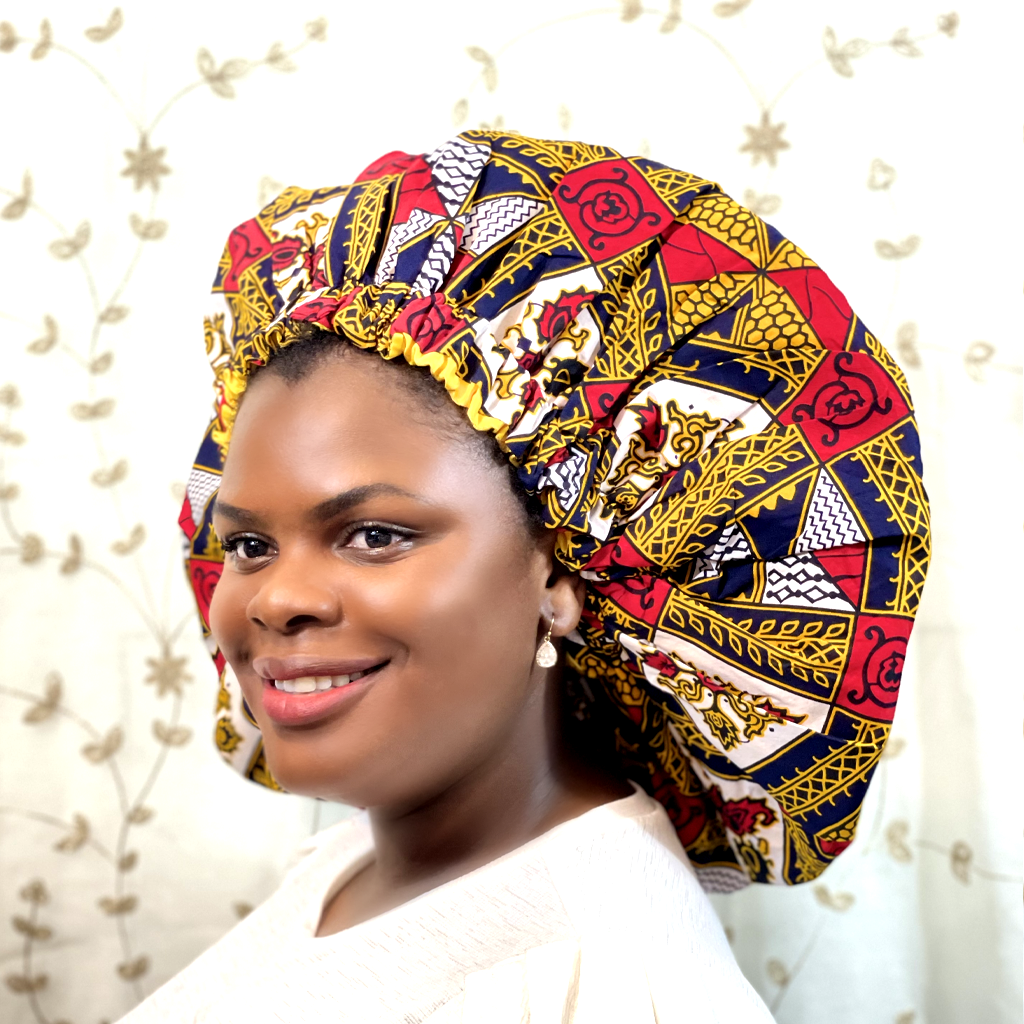 Duma Mbilli - 2XL Kente Silk Lined African Print Bonnet