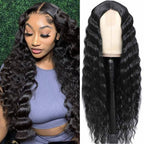 Multi Colored - Center Deep Wave Long Curly Headband Lace Wigs